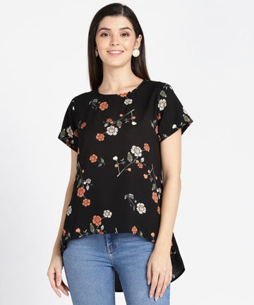 Women's Crepe Floral Print Top Roposo Clout
